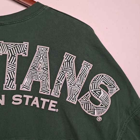Michigan State Spartans Spirit Jersey Long Sleeve Shirt Womens Small Green MSU - Picture 3 of 9